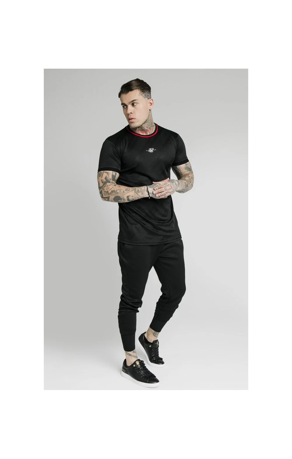 SikSilk Tranquil Jacquard Tee - Black - Image 3