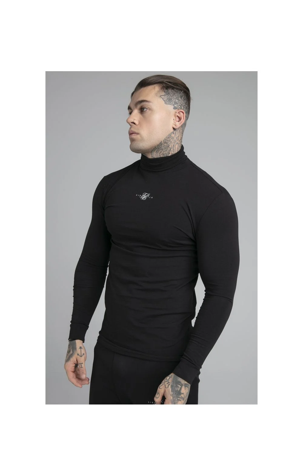 SikSilk Tranquil Turtle Neck Tee - Black