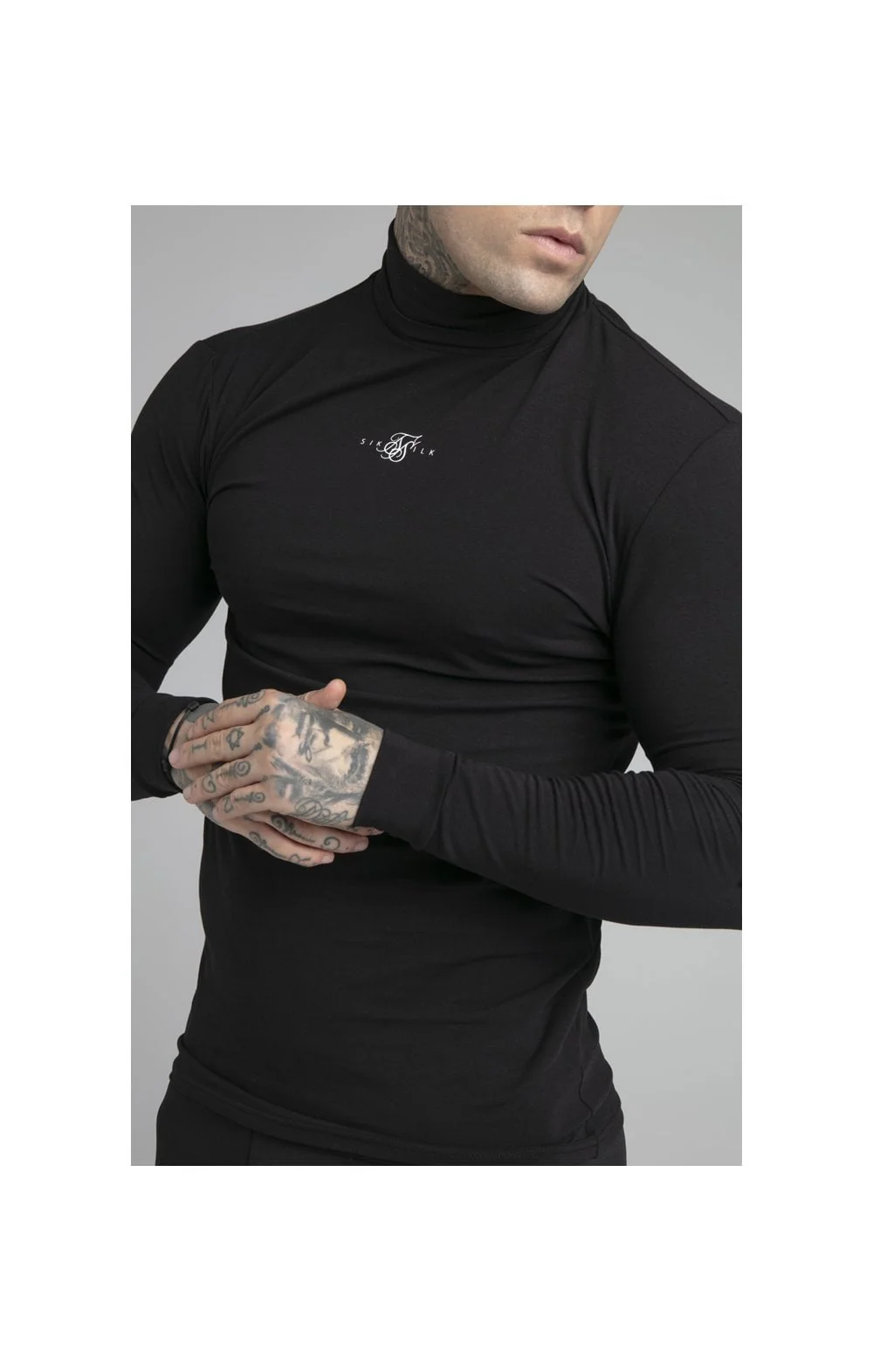 SikSilk Tranquil Turtle Neck Tee - Black - Image 2
