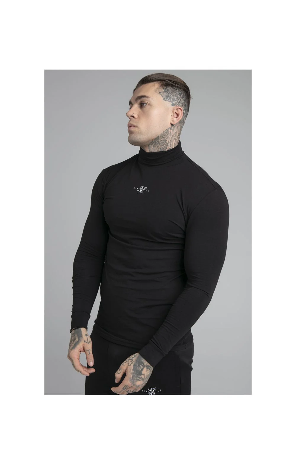 SikSilk Tranquil Turtle Neck Tee - Black - Image 3