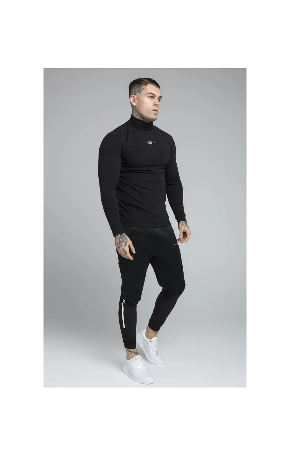 SikSilk Tranquil Turtle Neck Tee - Black - Image 4