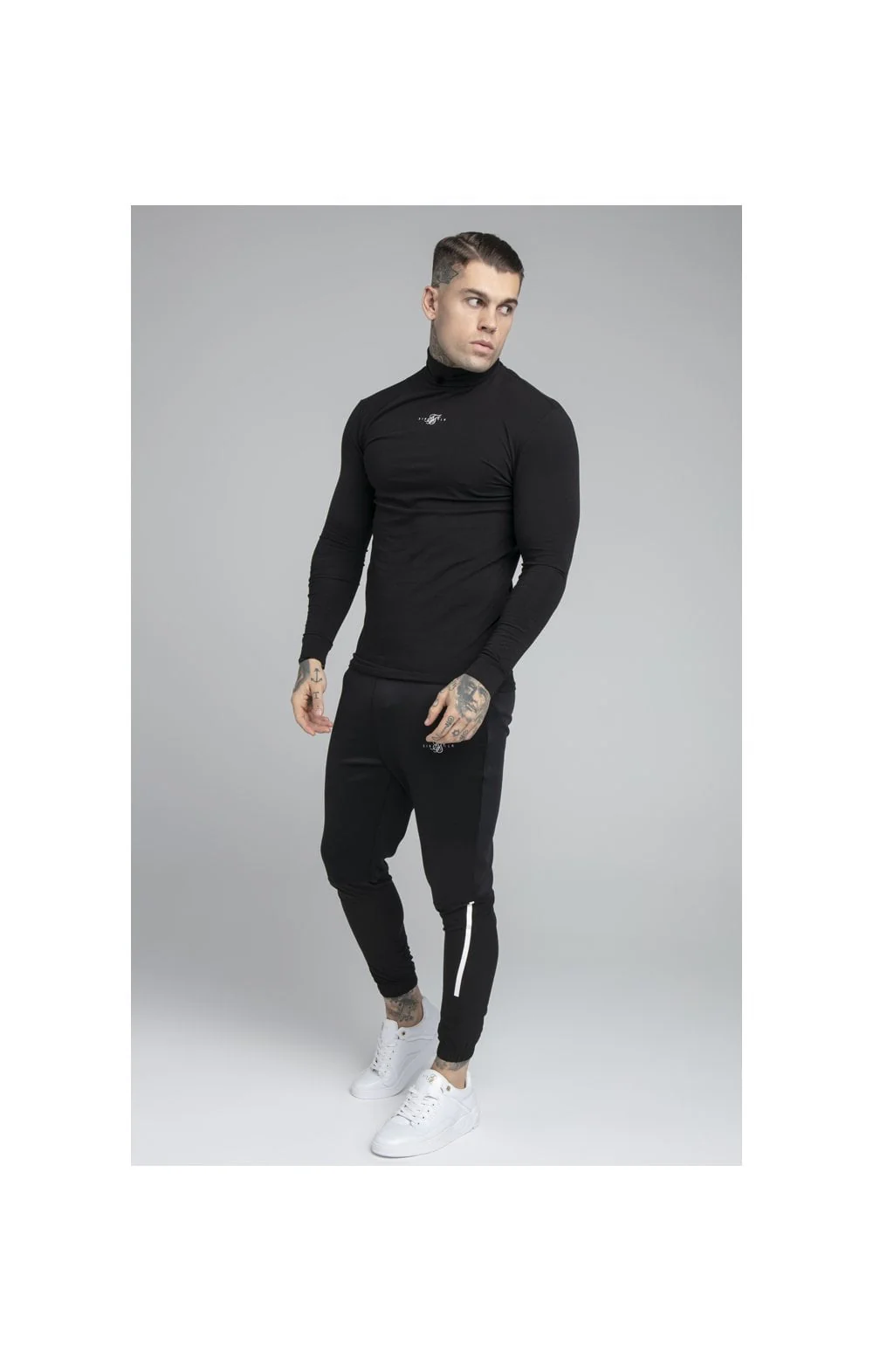 SikSilk Tranquil Turtle Neck Tee - Black - Image 5