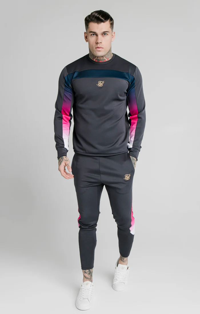 SikSilk Tri-Fade Panel Crew Swat - Midnight Grey
