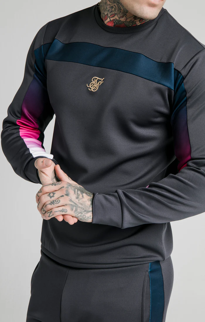 SikSilk Tri-Fade Panel Crew Swat - Midnight Grey - Image 2