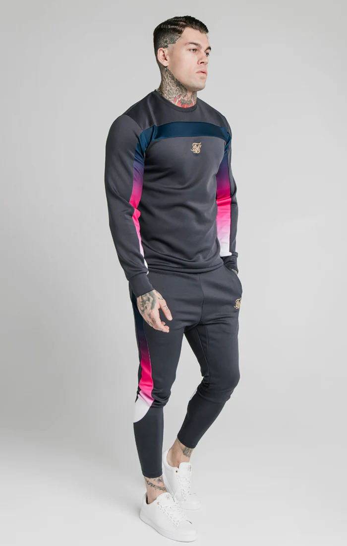 SikSilk Tri-Fade Panel Crew Swat - Midnight Grey - Image 3