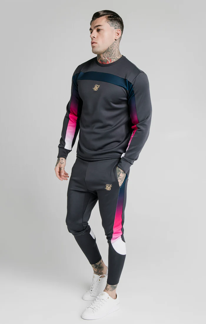 SikSilk Tri-Fade Panel Crew Swat - Midnight Grey - Image 4
