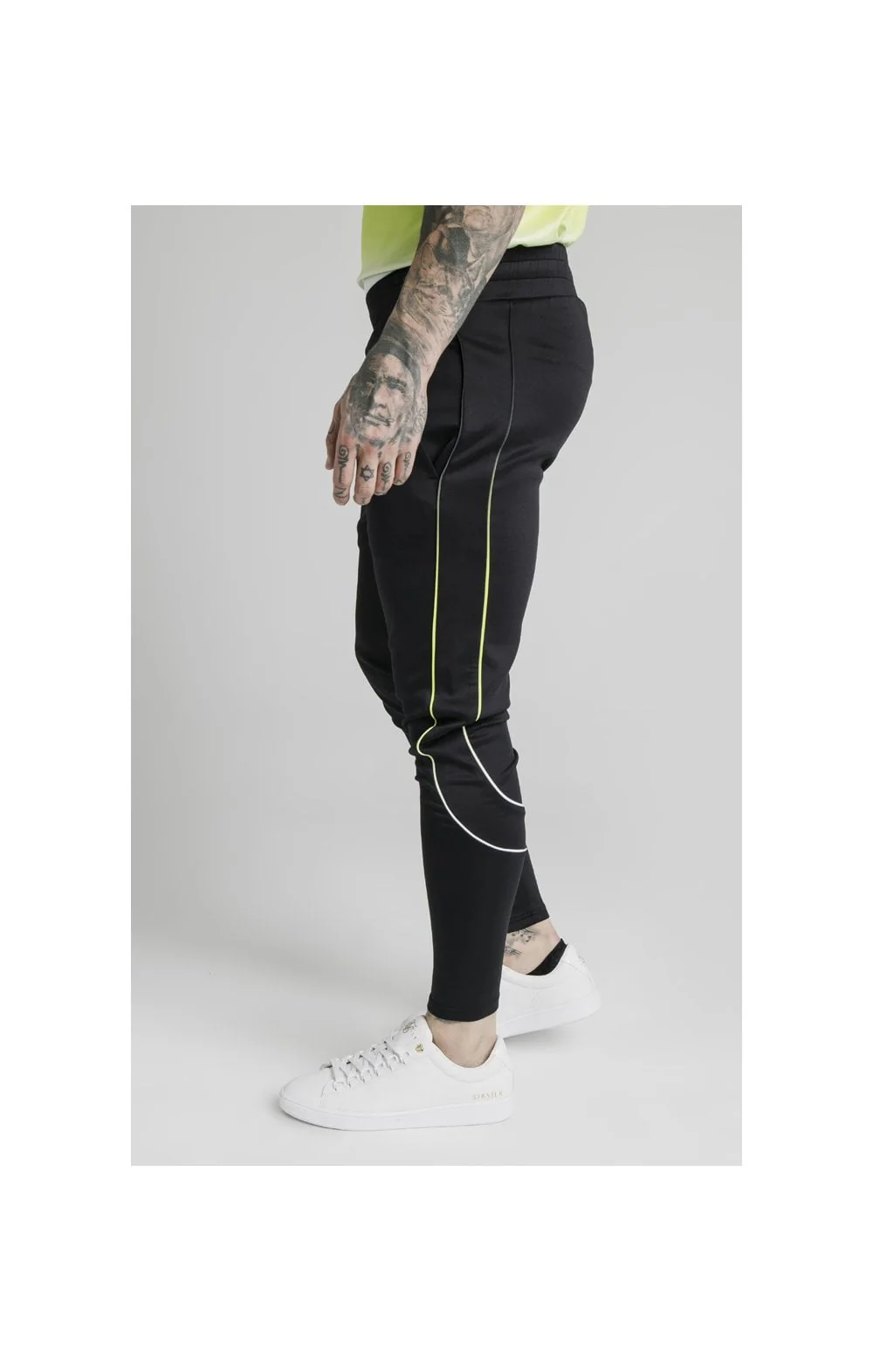SikSilk Tri Fade Tape Track Pants - Black,Fluro & White - Image 2