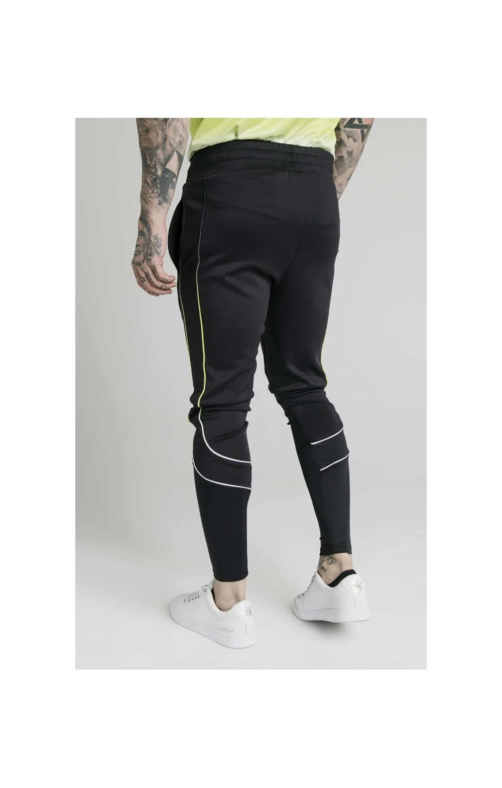 SikSilk Tri Fade Tape Track Pants - Black,Fluro & White - Image 3