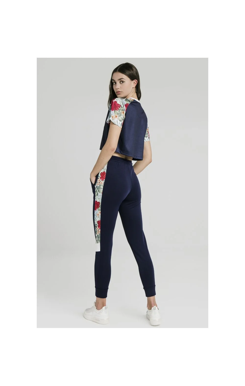 SikSilk Tropical Print Crop T-Shirt – Eclipse & Tropical - Image 5