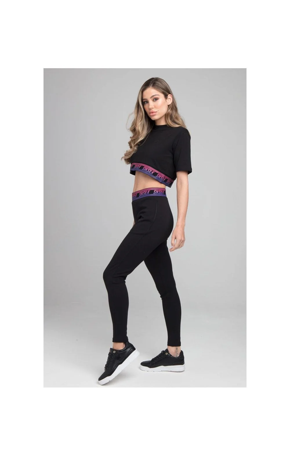 SikSilk Twilight Fade Crop Tee - Black - Image 3