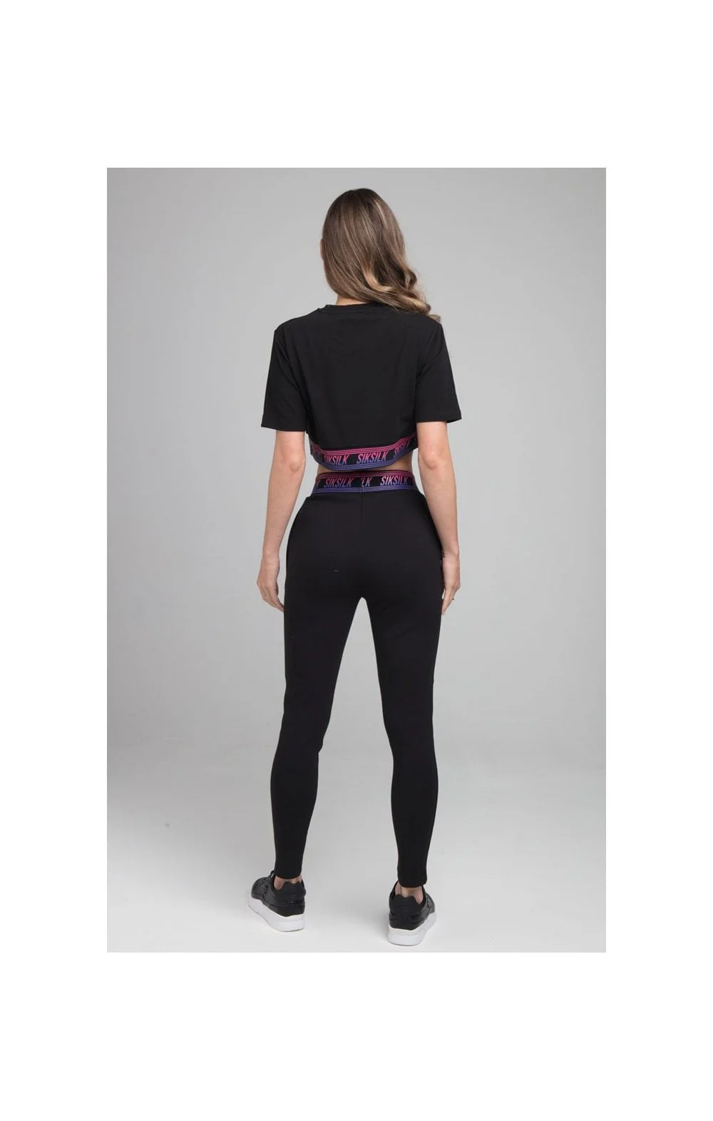 SikSilk Twilight Fade Crop Tee - Black - Image 4
