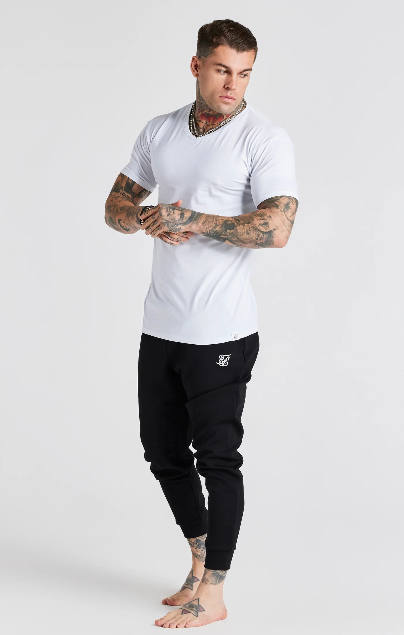White And Grey Twin Pack V-Neck T-Shirt - Image 3