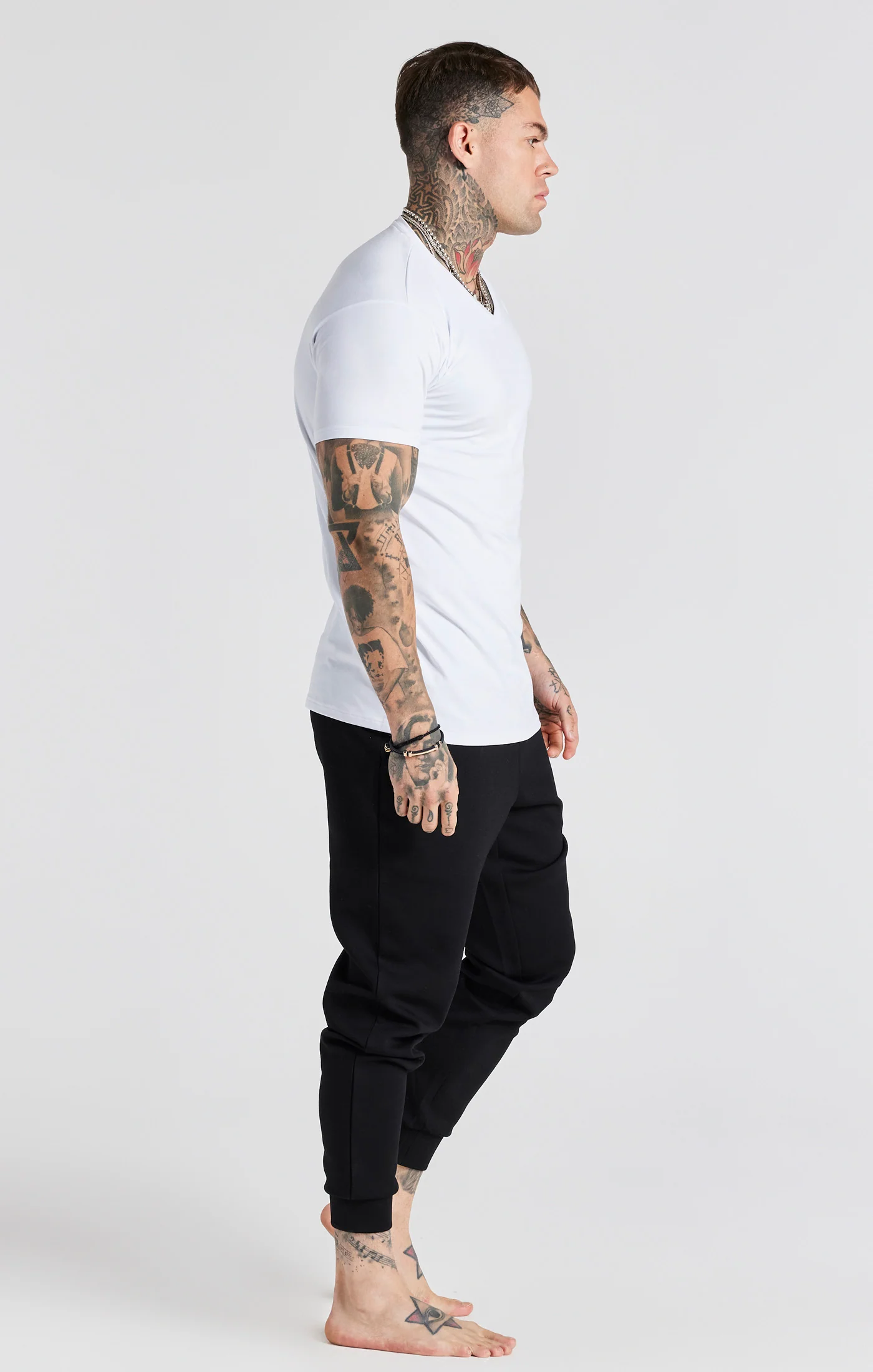 White And Grey Twin Pack V-Neck T-Shirt - Image 4