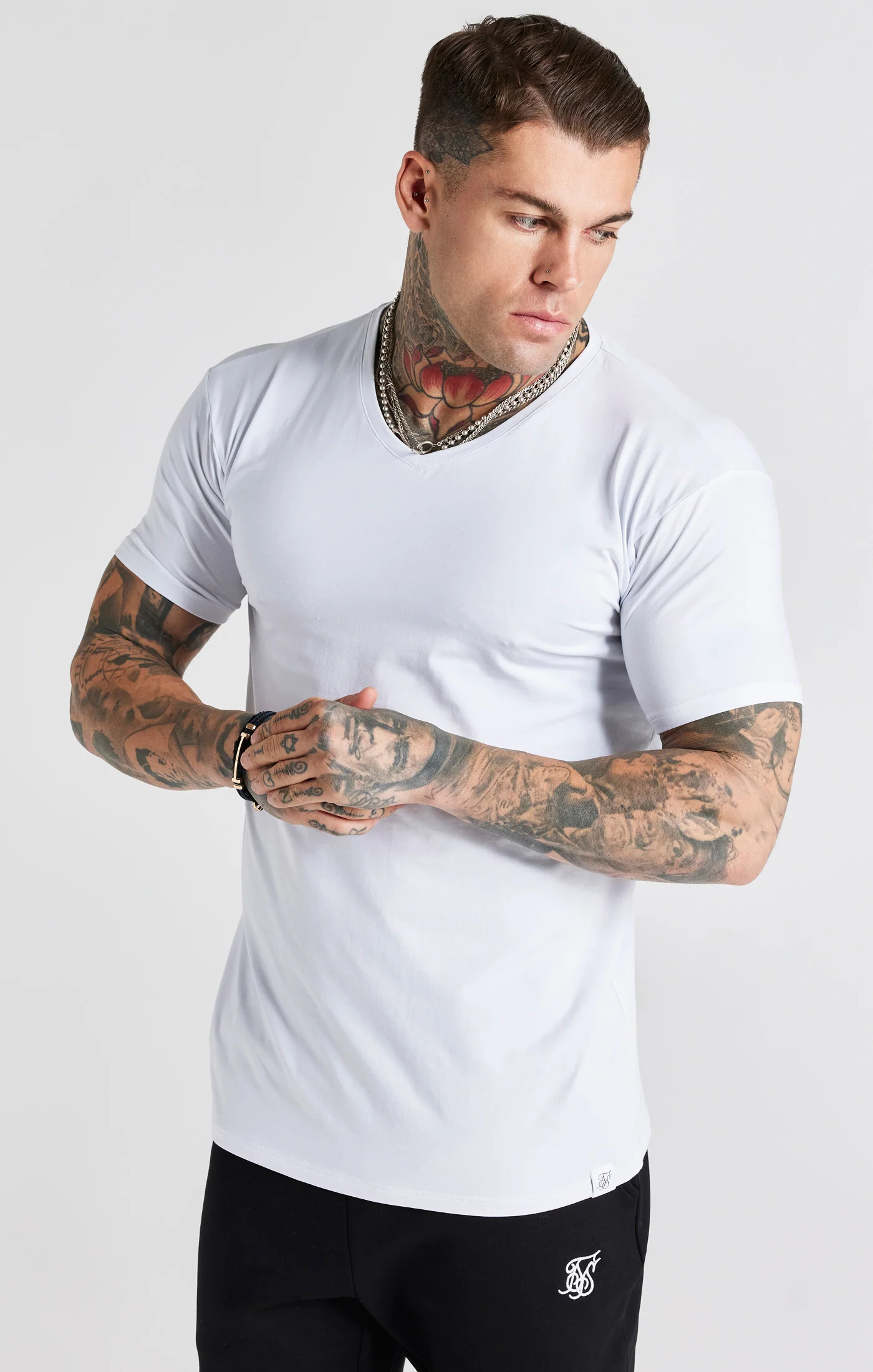 White And Grey Twin Pack V-Neck T-Shirt - Image 5