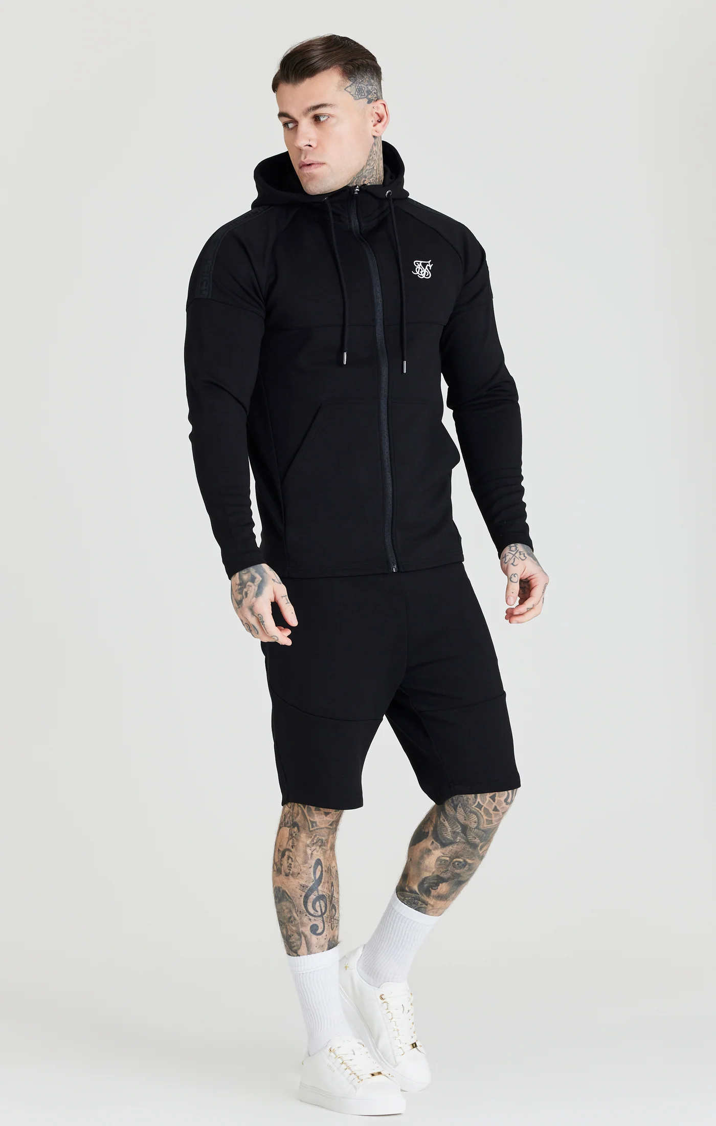 Black Zip Through Hoodie And Short Twin Set - Image 2