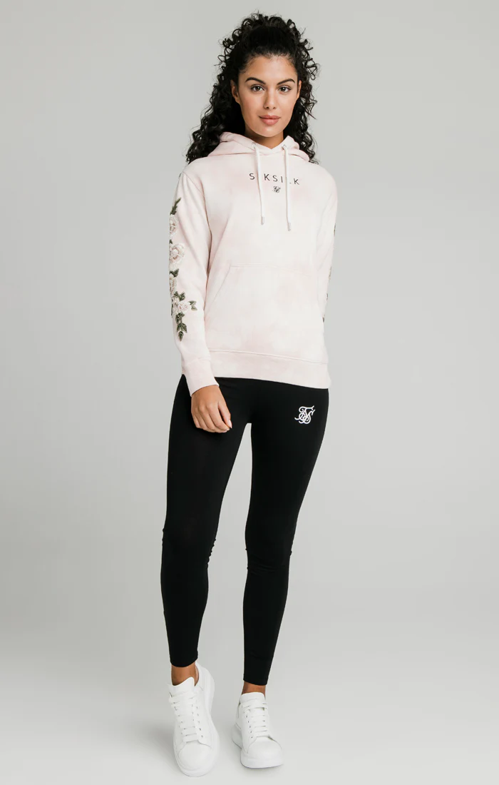 SikSilk Tye-Dye Floral Overhead Hoodie - Pink - Image 3