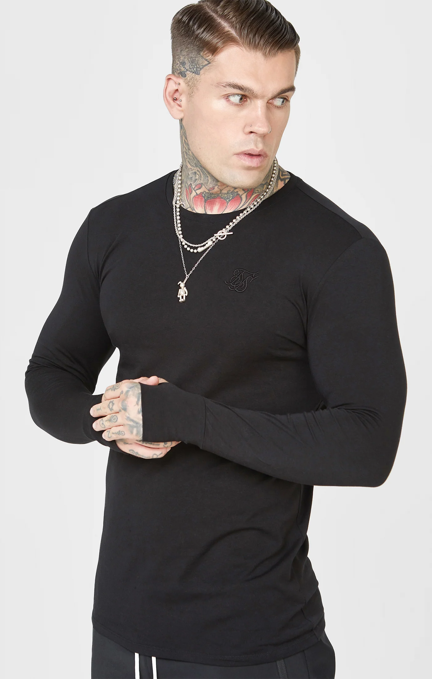 Black Long Sleeve Muscle Fit T-Shirt
