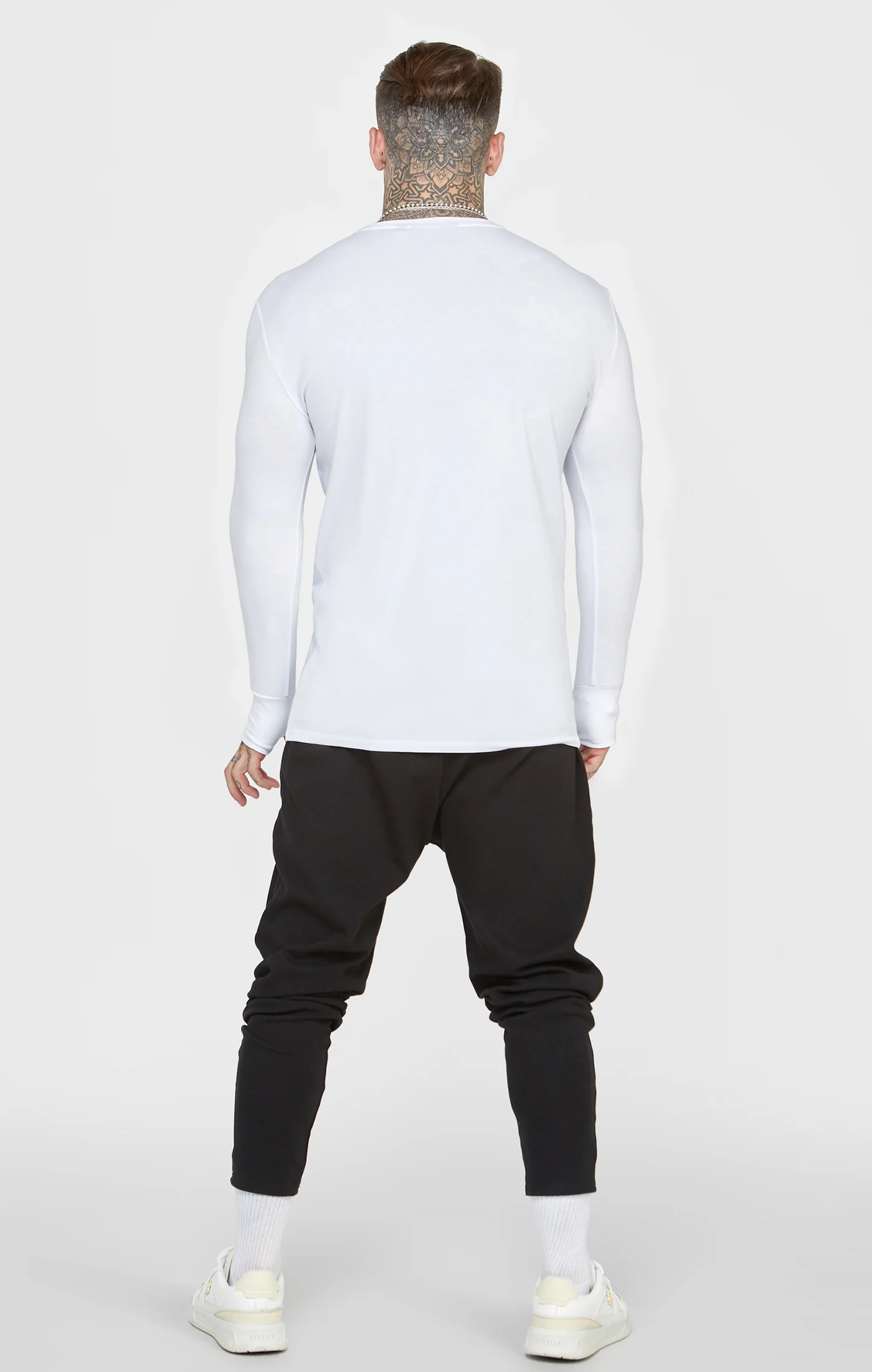 White Long Sleeve Muscle Fit T-Shirt - Image 5