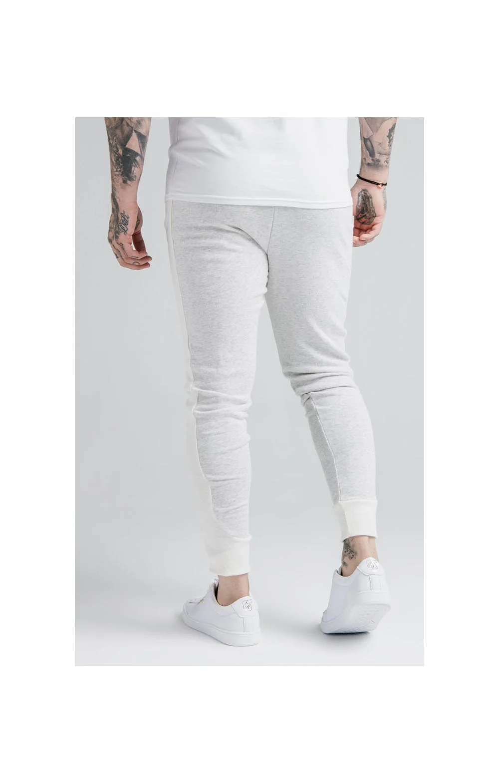 SikSilk Unite Panelled Joggers - Grey & Cream - Image 2