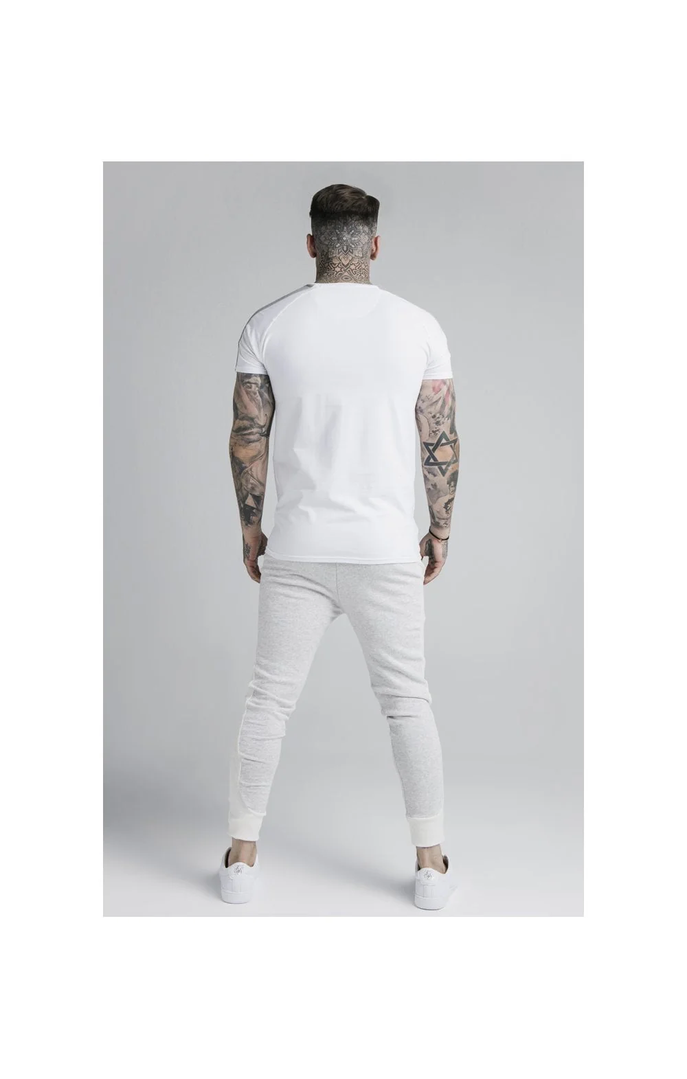 SikSilk Unite Panelled Joggers - Grey & Cream - Image 7