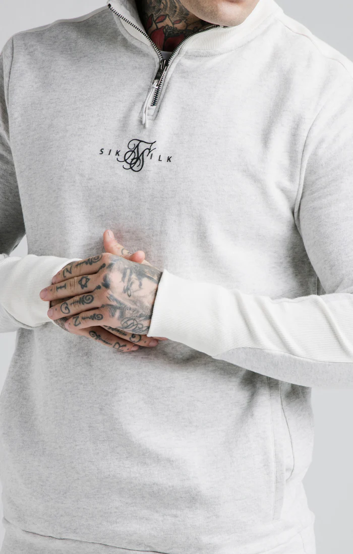 Grey Panelled Quarter Zip-Thru Track Top - Image 2