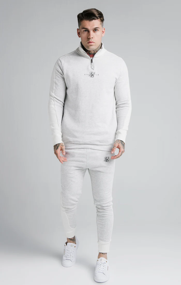 Grey Panelled Quarter Zip-Thru Track Top - Image 3