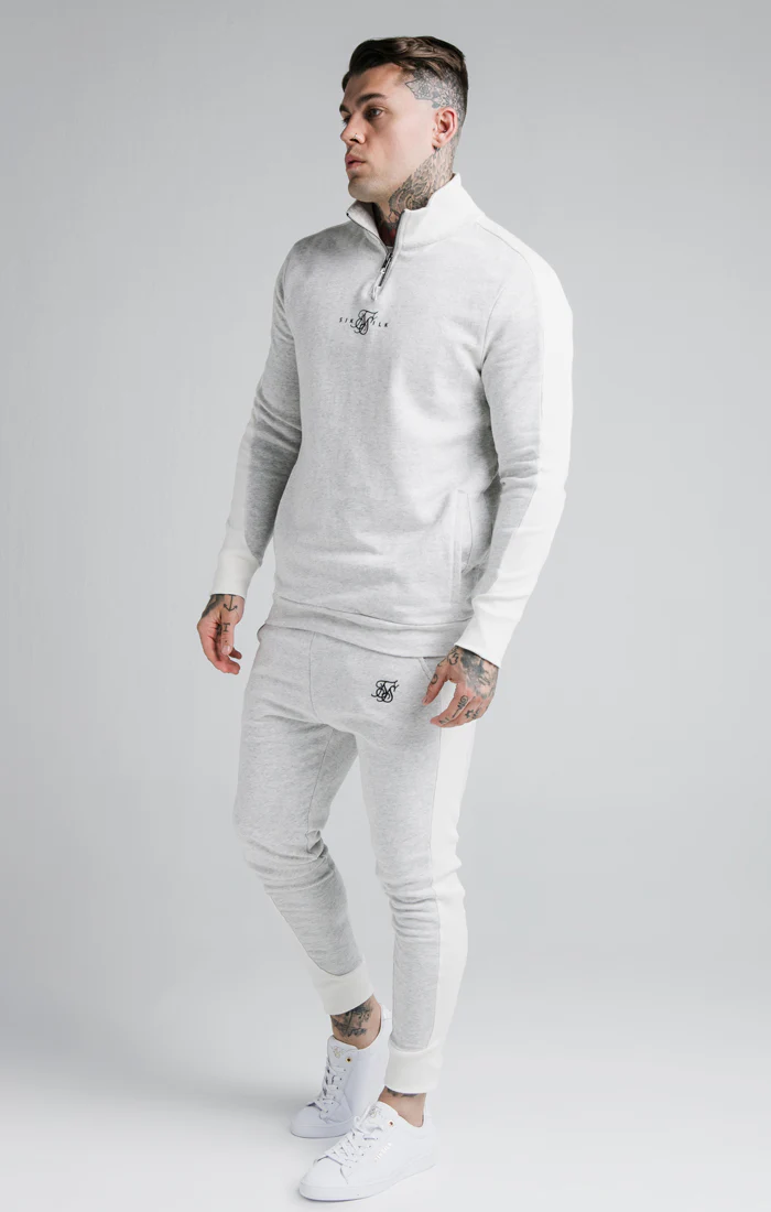 Grey Panelled Quarter Zip-Thru Track Top - Image 4
