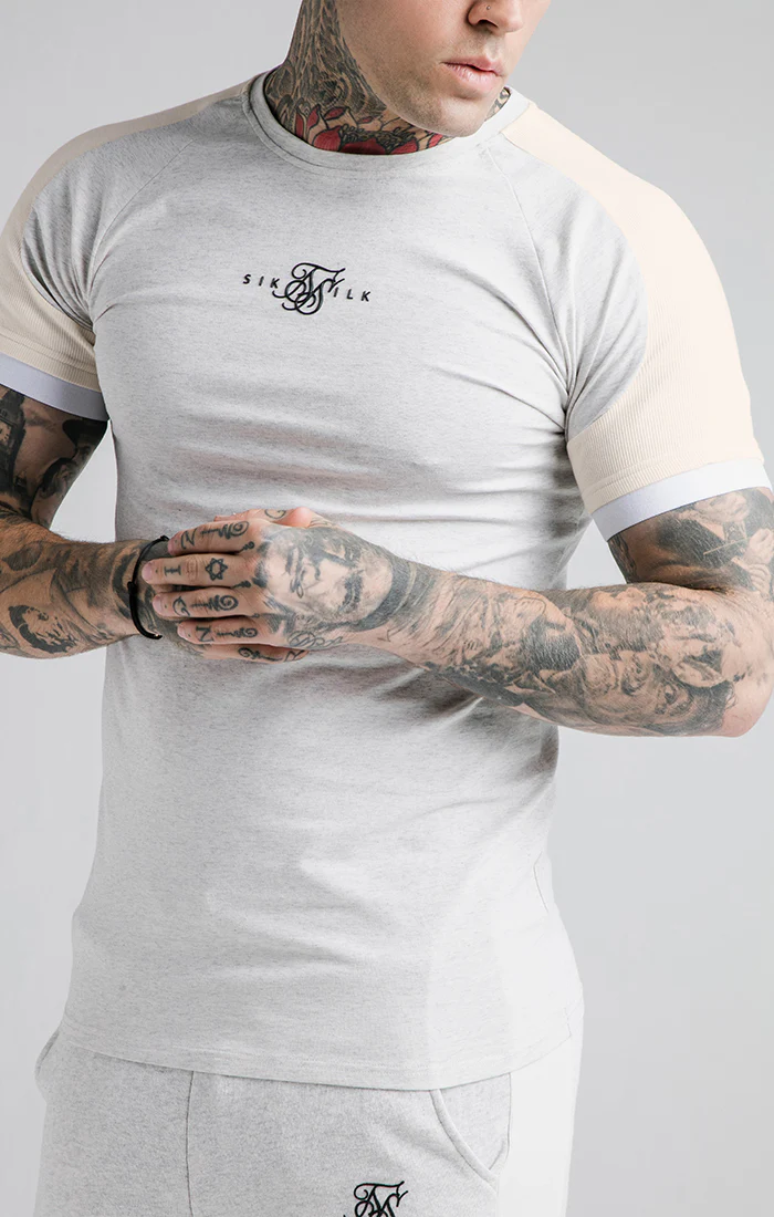 SikSilk Unite Rib Raglan Gym Tee - Grey - Image 2