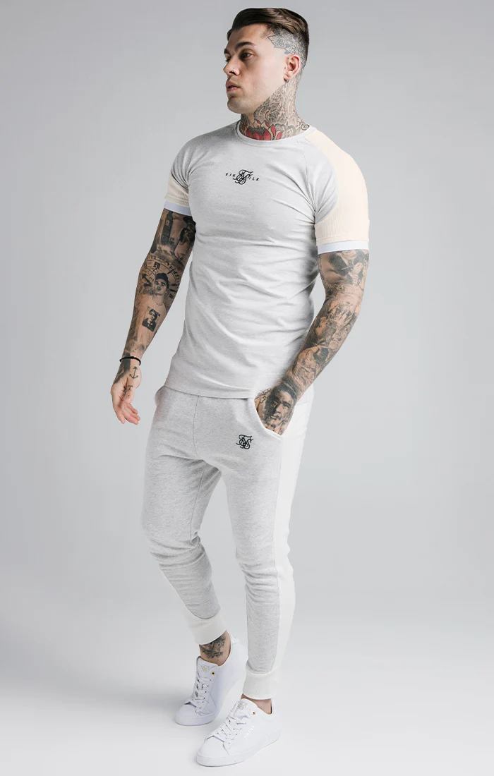SikSilk Unite Rib Raglan Gym Tee - Grey - Image 4