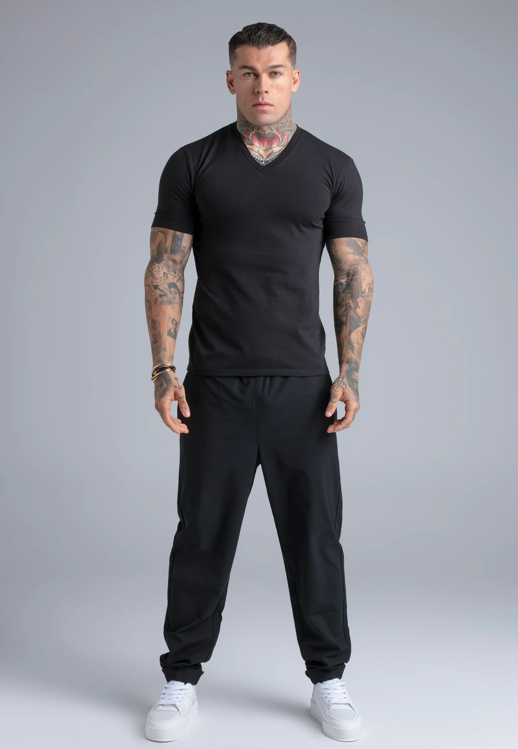 Black V-Neck T-Shirt - Image 3