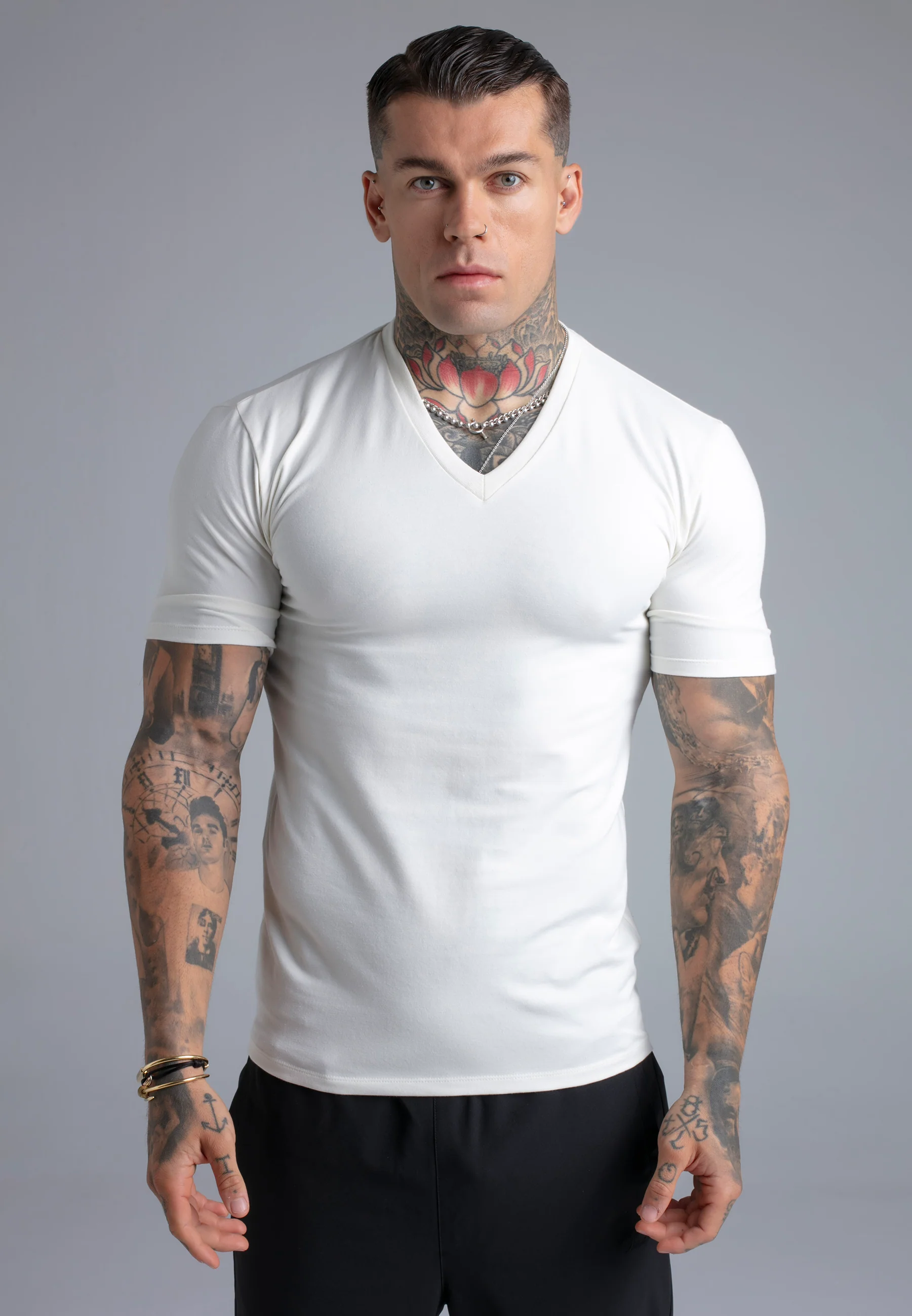 Ecru V-Neck T-Shirt