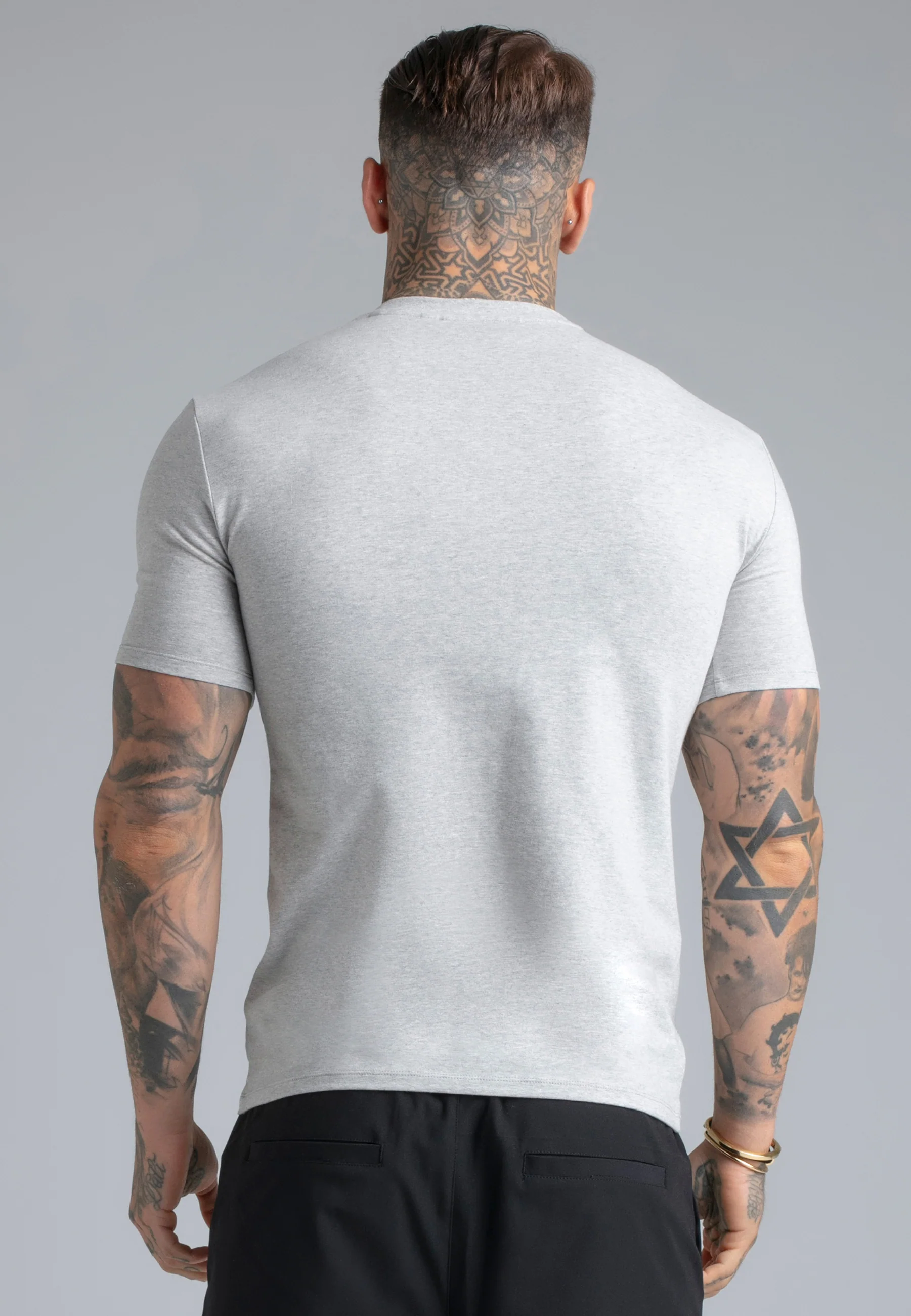 Grey Marl V-Neck T-Shirt - Image 5