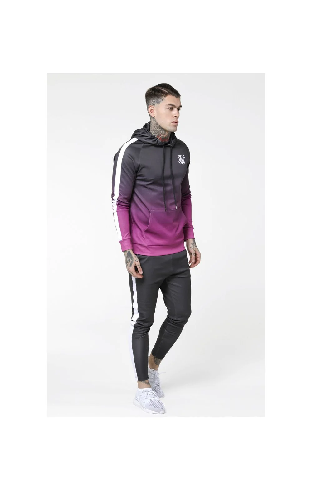 SikSilk Vapour Track Pants - Grey & White - Image 6
