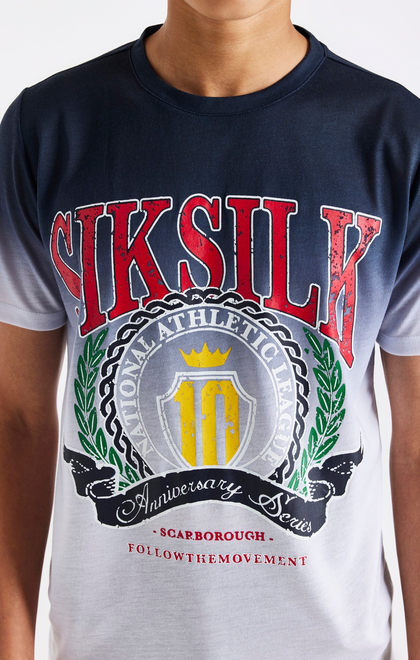 Boys Navy Varsity Fade T-Shirt - Image 2