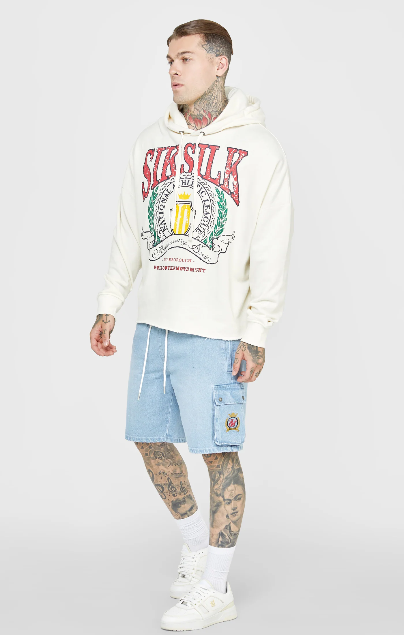 Ecru Varsity Anniversary Print Oversized Hoodie - Image 3