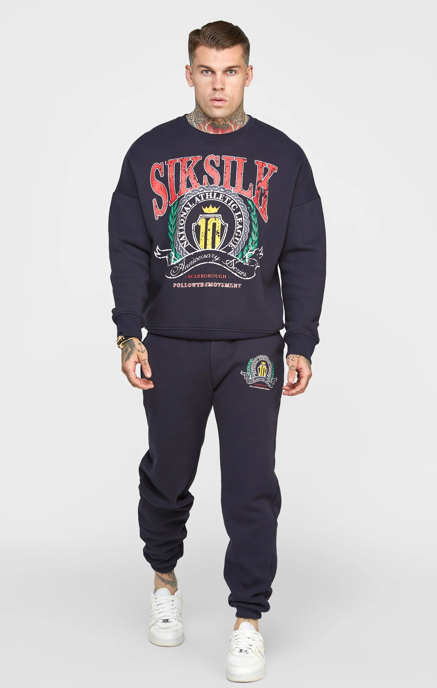 Navy Varsity Anniversary Print Relaxed Fit Jogger - Image 3