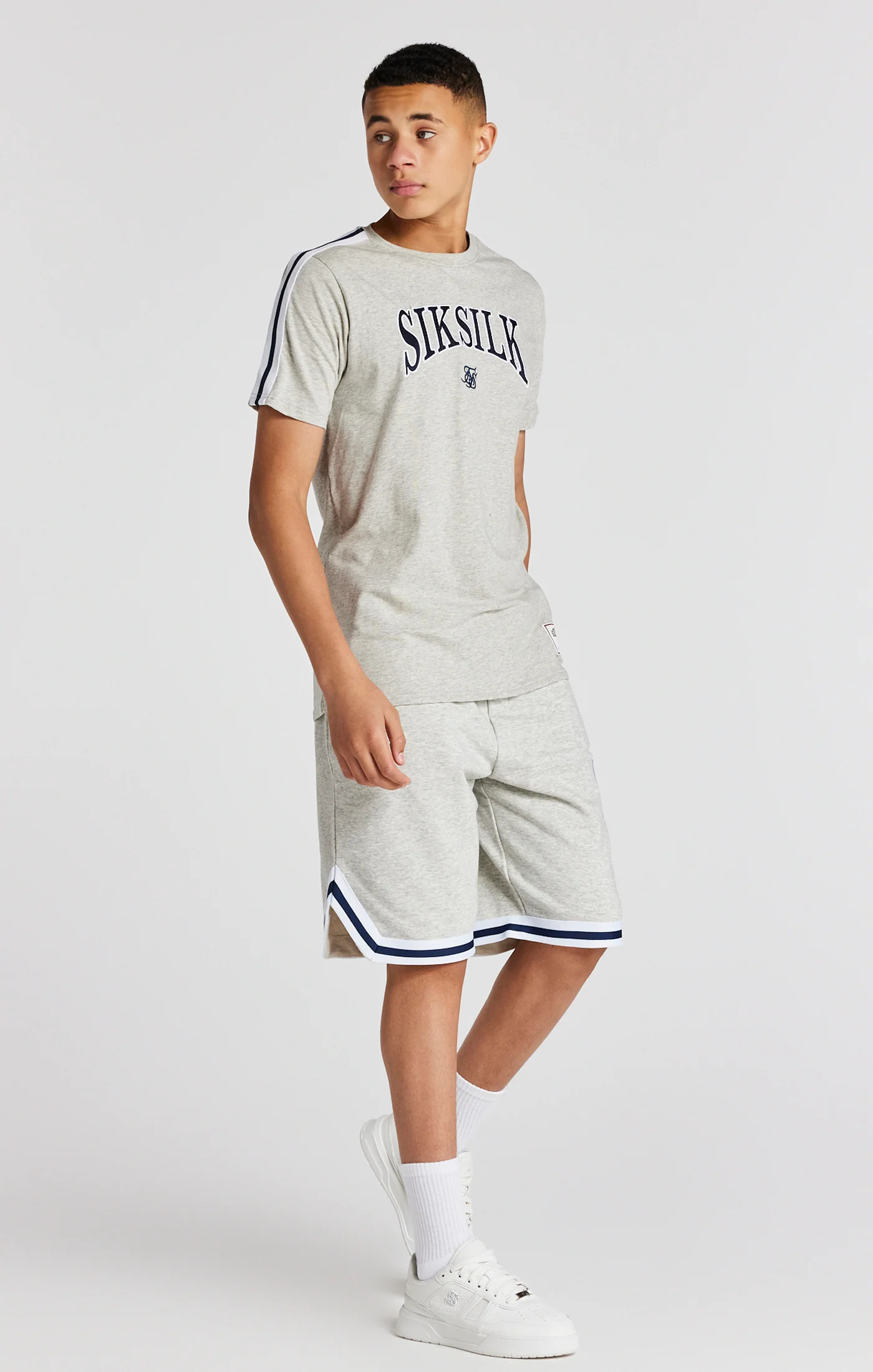 Boys Grey Marl Varsity Basketball Short - Image 3
