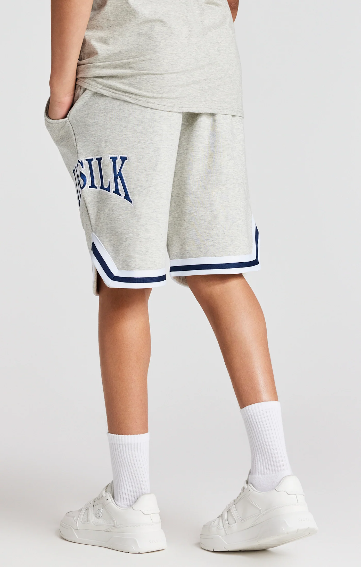 Boys Grey Marl Varsity Basketball Short - Image 4