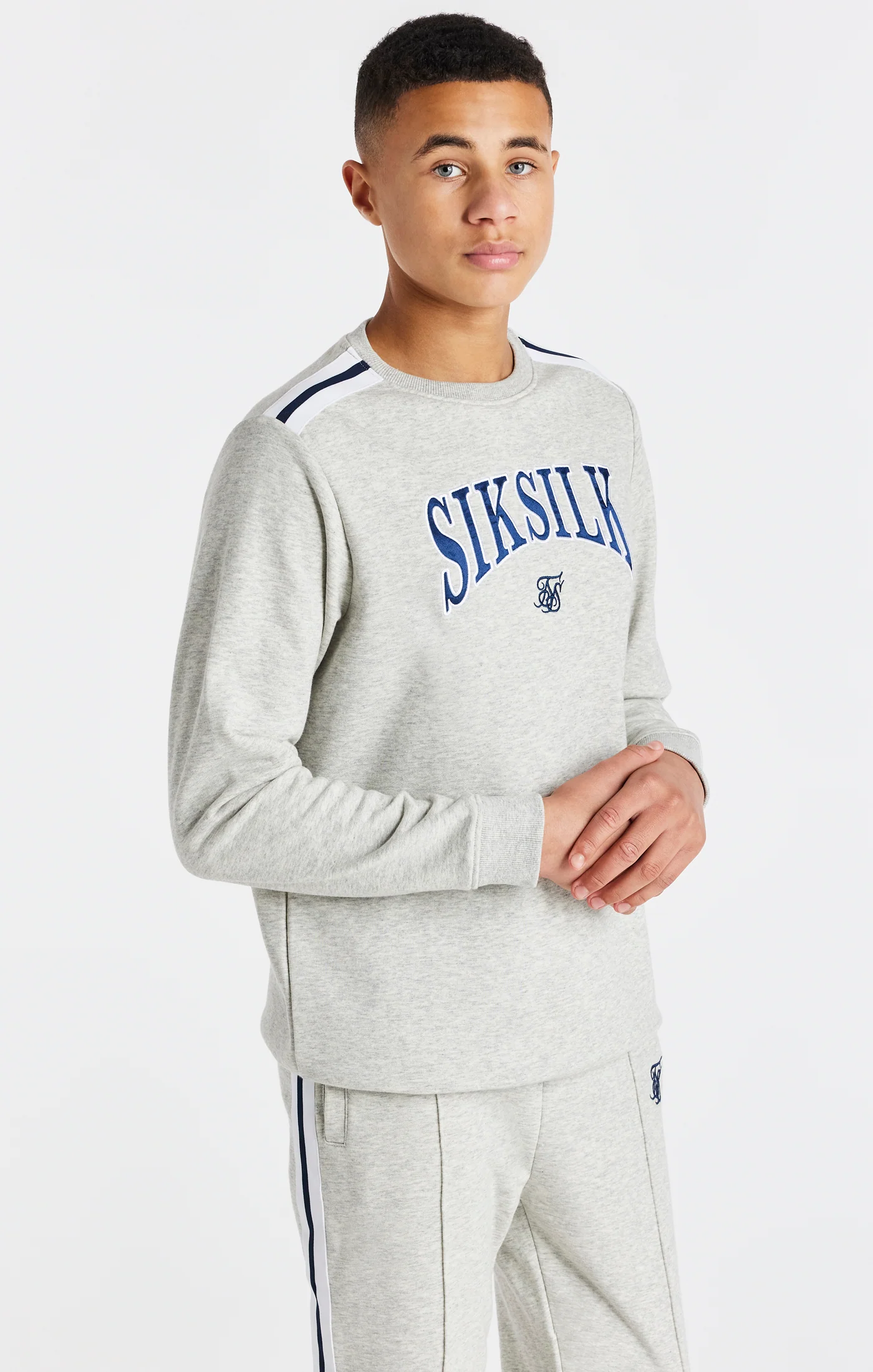 Boys Grey Marl Varsity Crew Sweatshirt