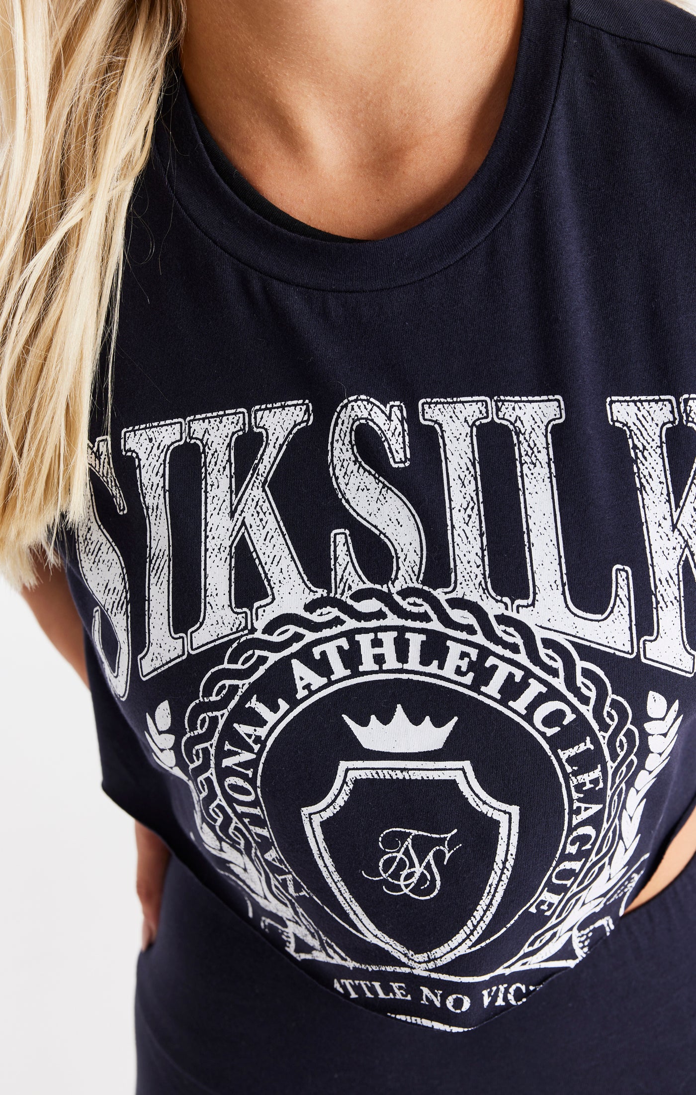 Navy Varsity Cropped T-Shirt - Image 2