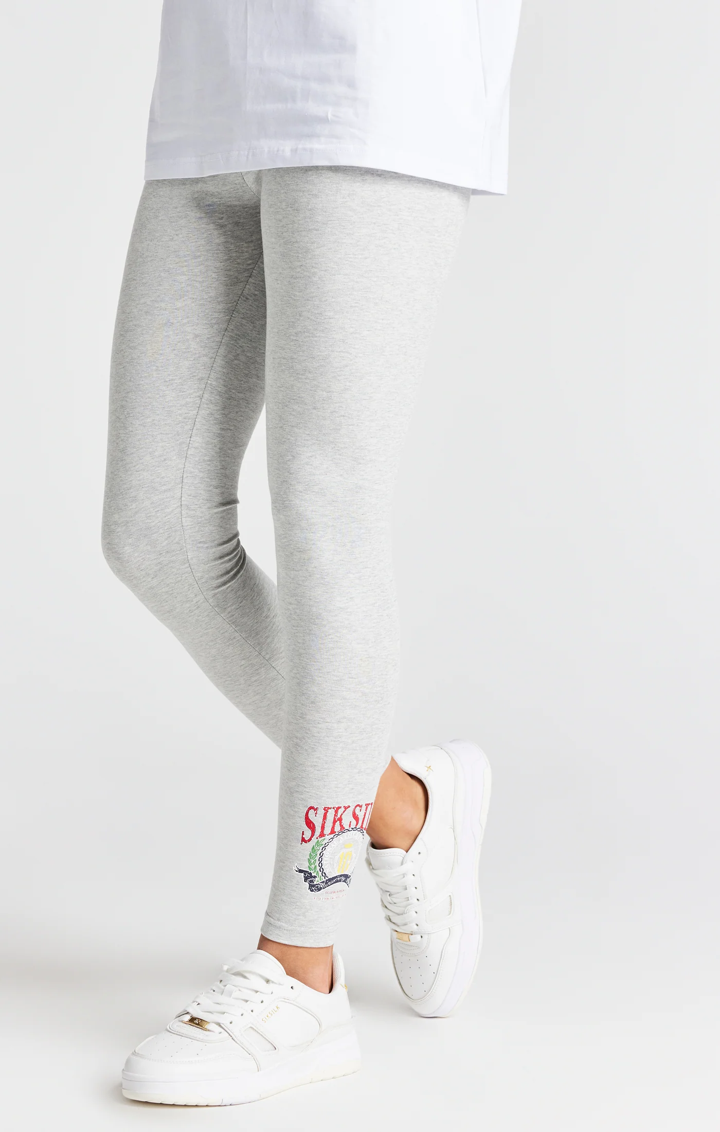 Girls Grey Marl Varsity Legging