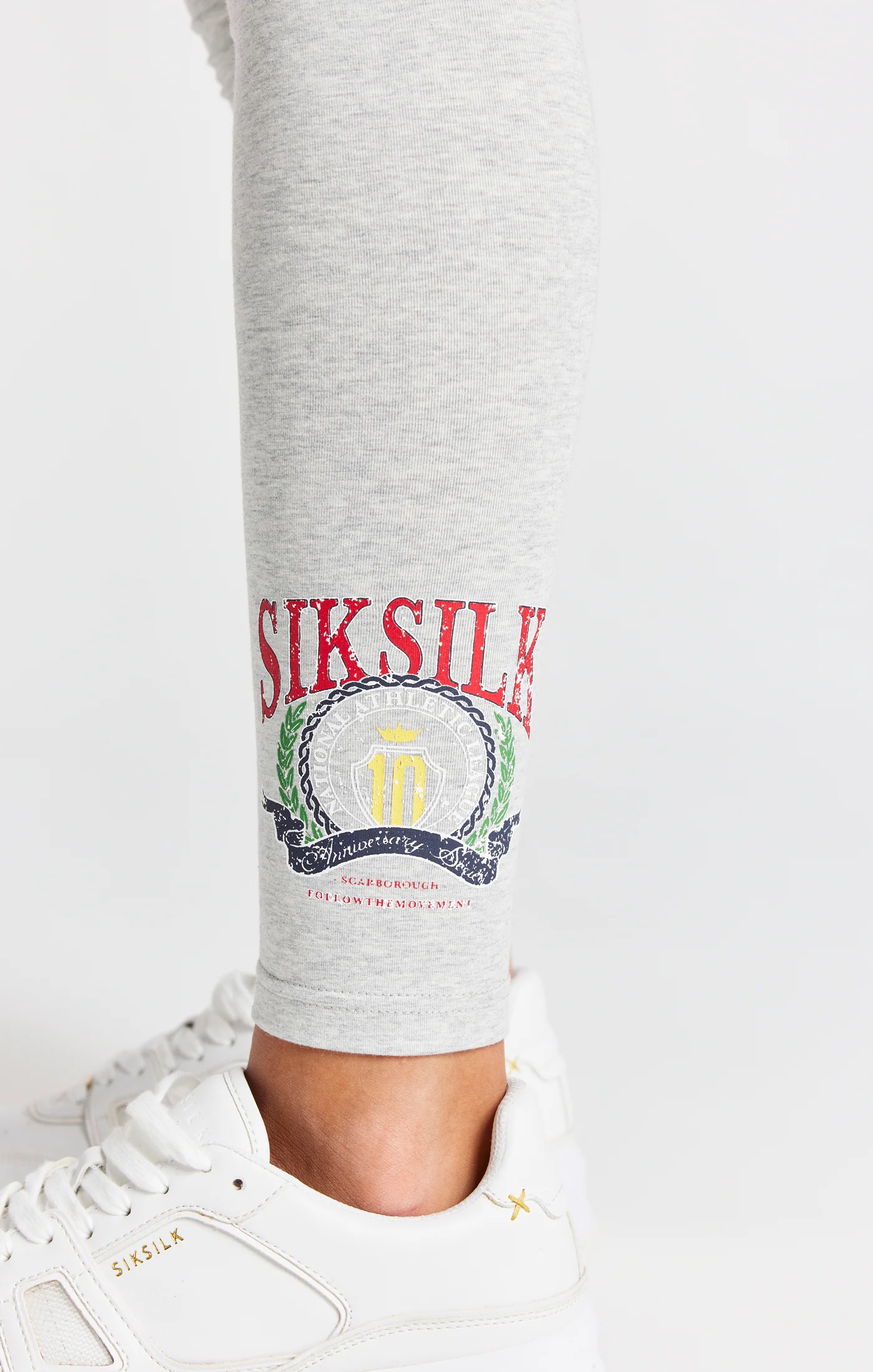Girls Grey Marl Varsity Legging - Image 6