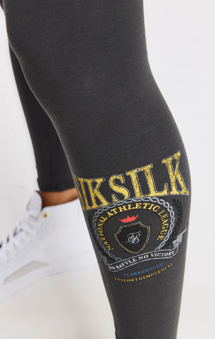 SikSilk Varsity Leggings - Washed Grey - Image 2