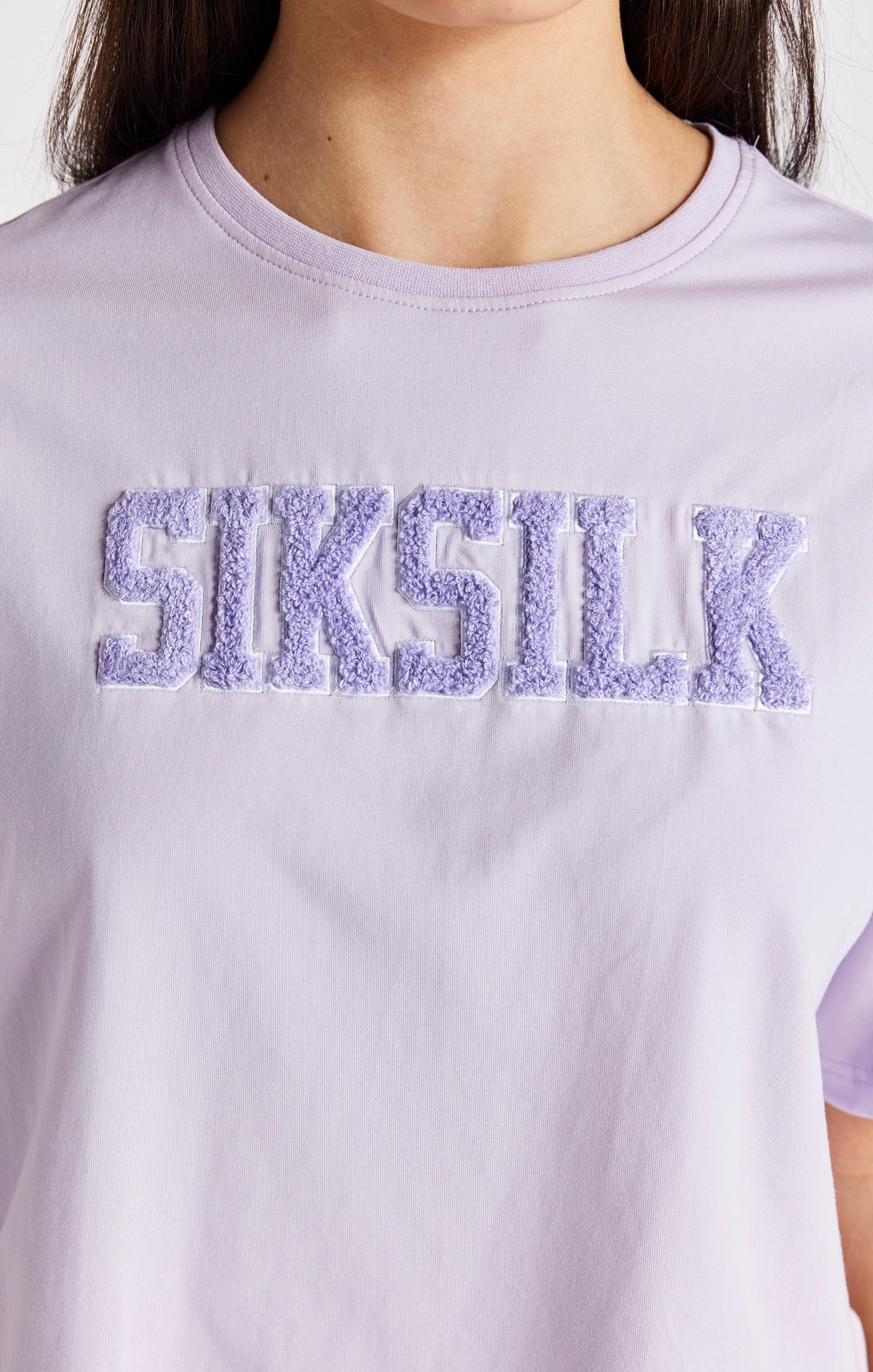 Girls Purple Varsity Logo Crop T-Shirt - Image 2