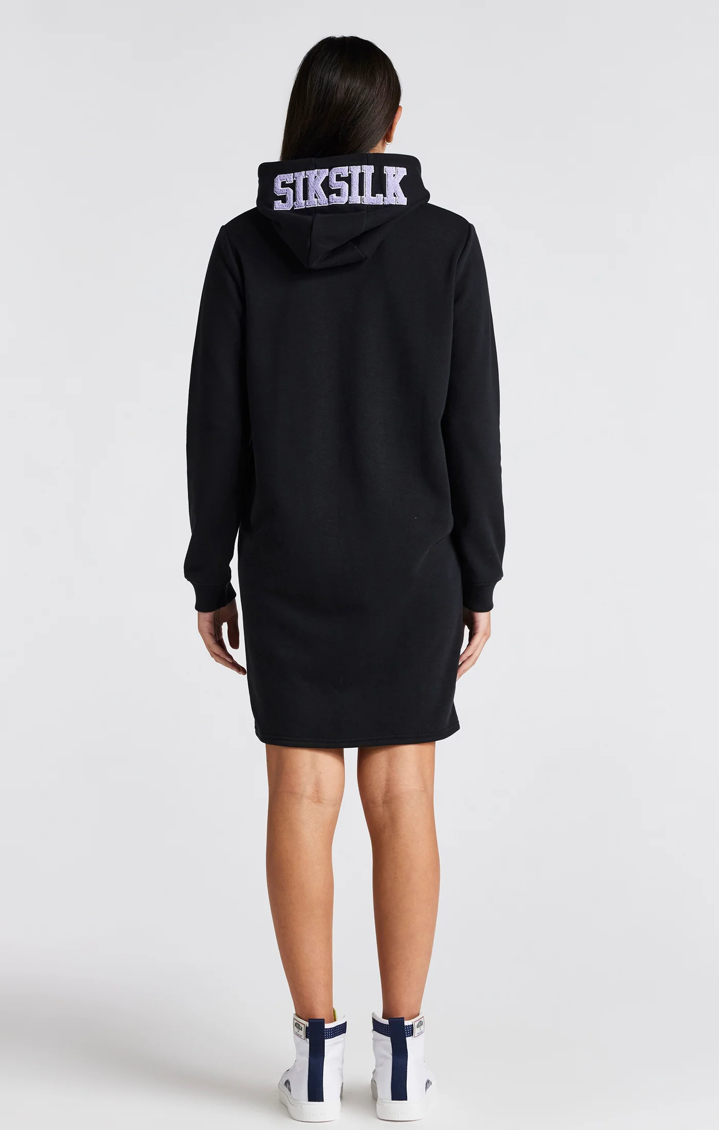 Girls Black Varsity Logo Hoodie Dress - Image 5