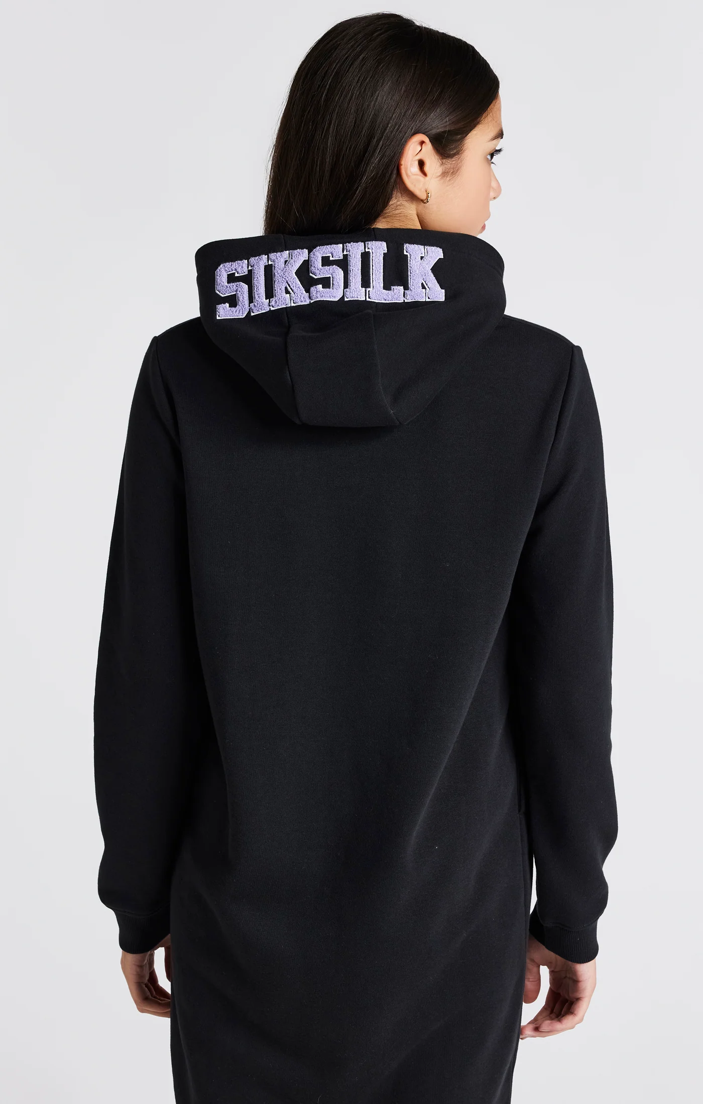Girls Black Varsity Logo Hoodie Dress - Image 6
