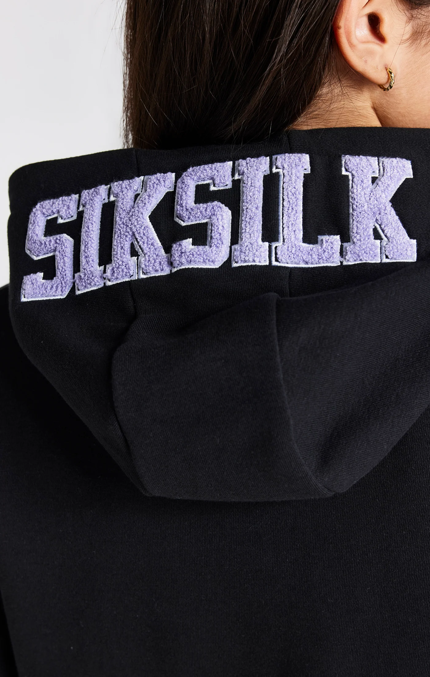 Girls Black Varsity Logo Hoodie Dress - Image 7