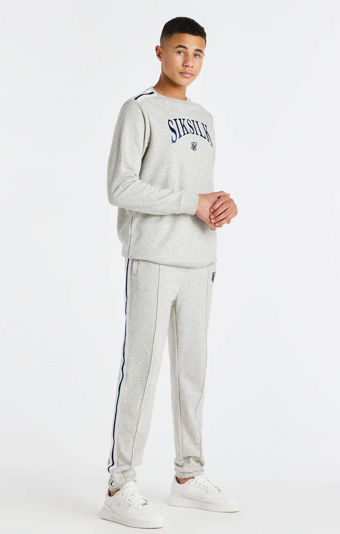 Boys Grey Marl Varsity Loose Fit Track Pant - Image 3