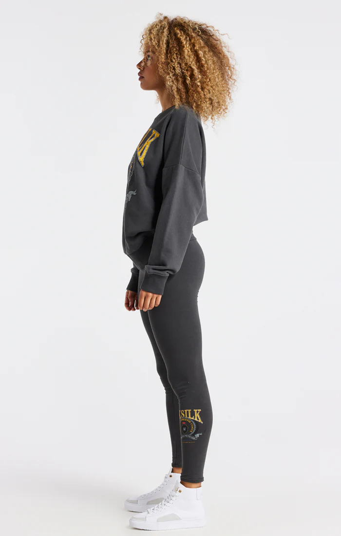 SikSilk Varsity Oversize Sweatshirt - Washed Grey - Image 6