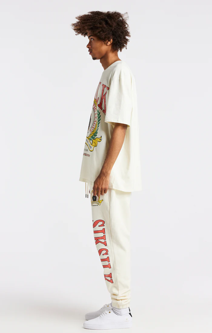 Ecru Varsity Print Oversized T-Shirt - Image 5